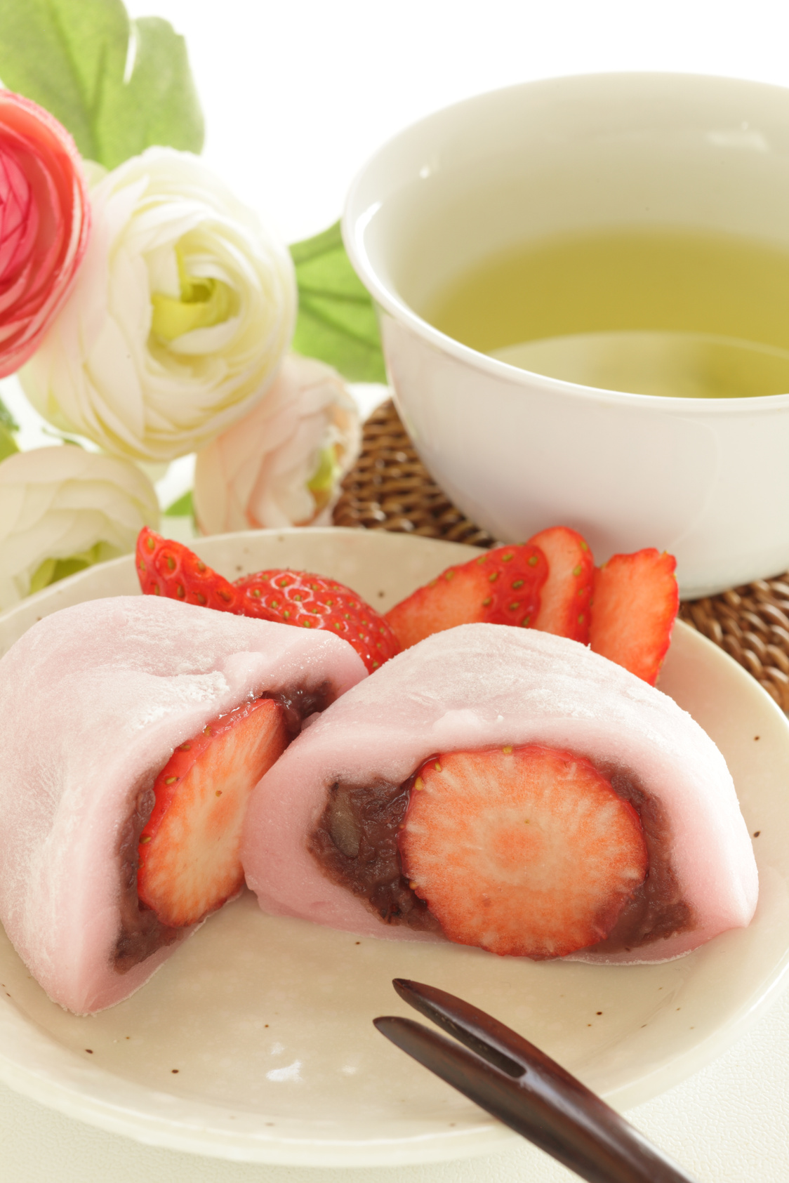 Japanese food, strawbery daifuku mochi